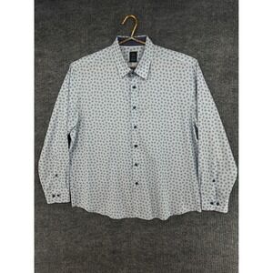 Michael Strahan Button Down Shirt Mens XXL Blue Slim Fit Geometric Good Stretch